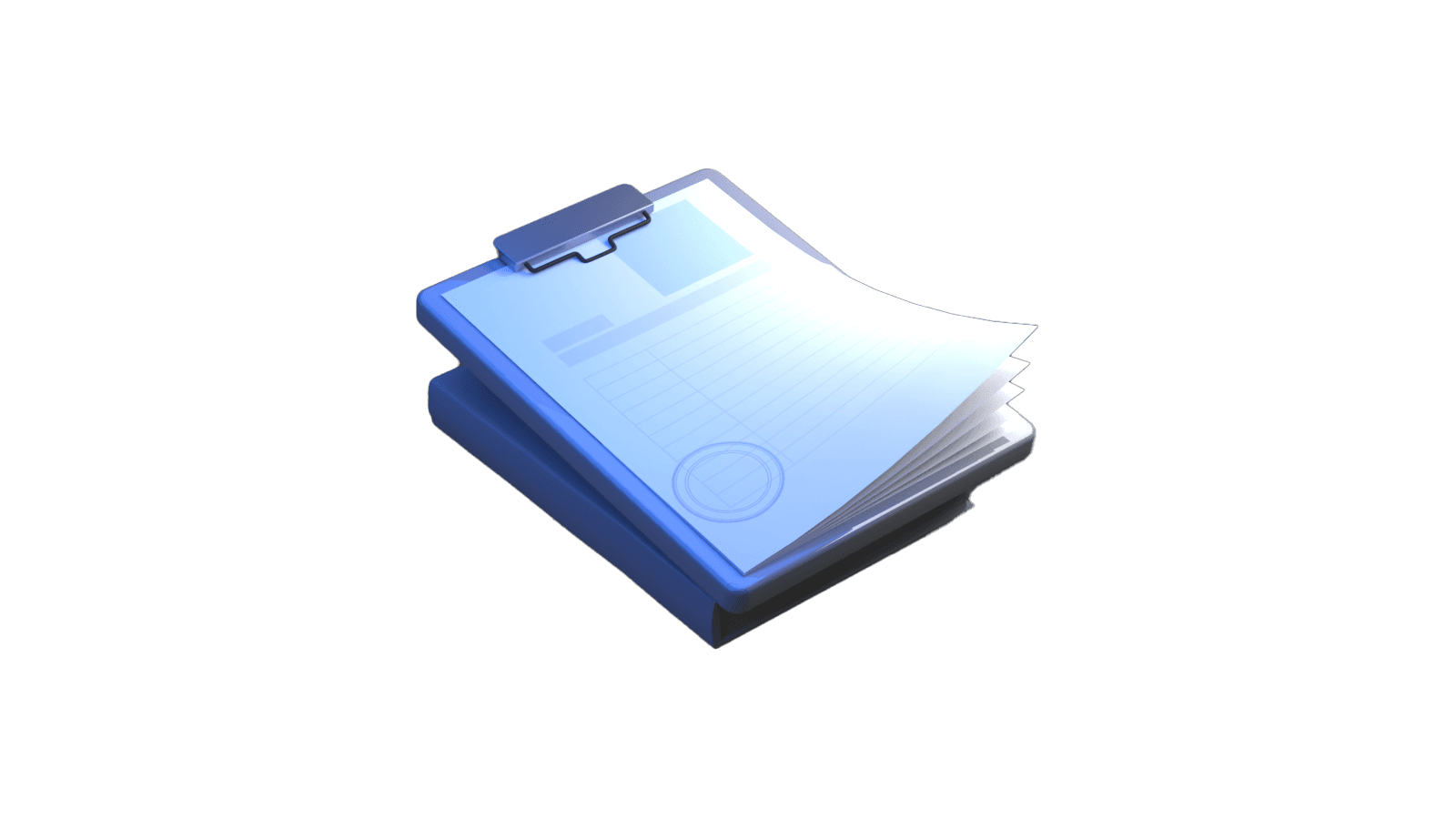 3D blue clipboard