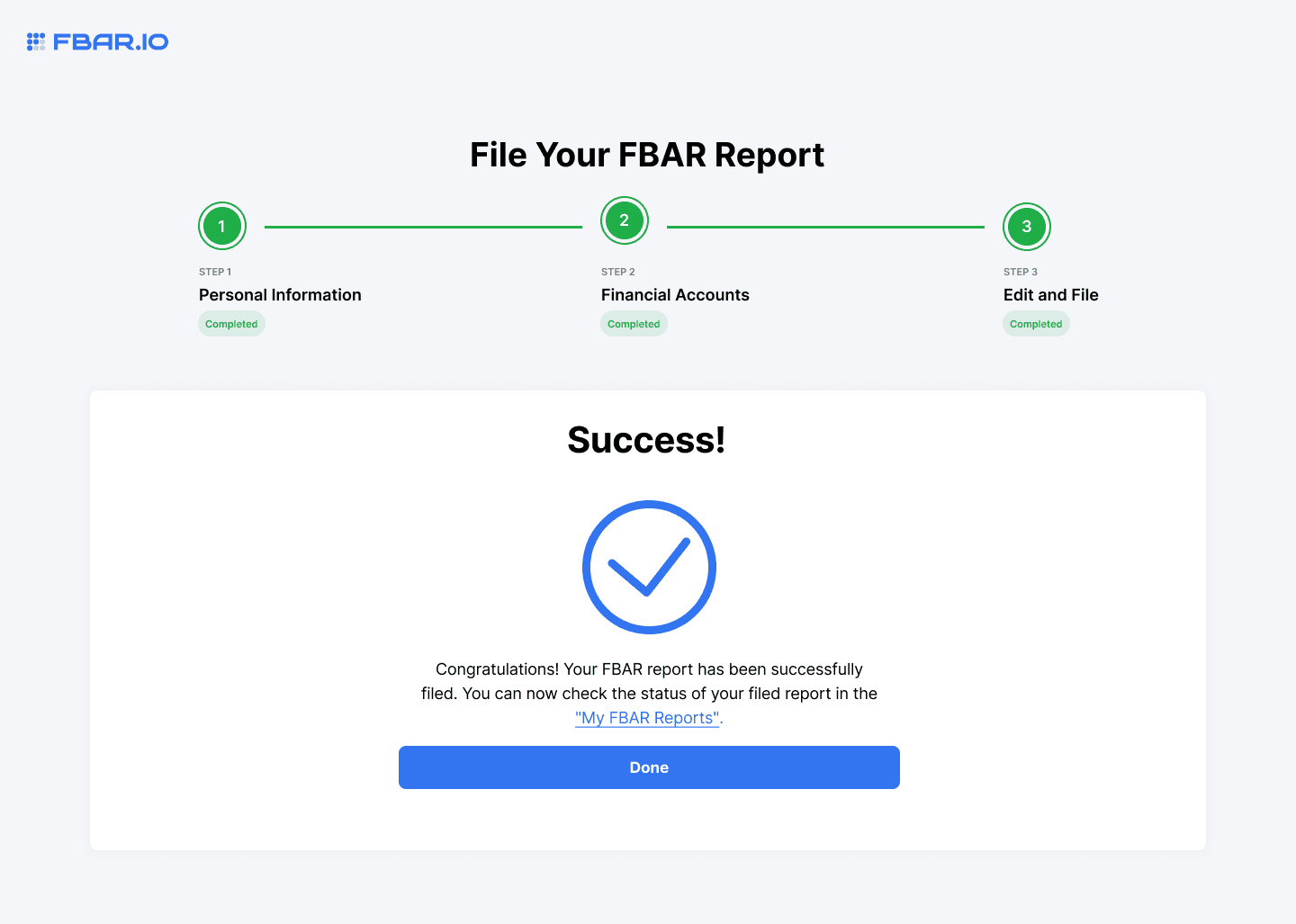 Screenshot of step 3 in the filing process